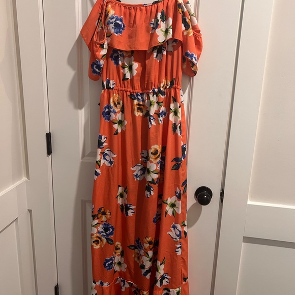 Hint Of Blush Floral Ruffle Maxi Dress - Picture 2 of 8